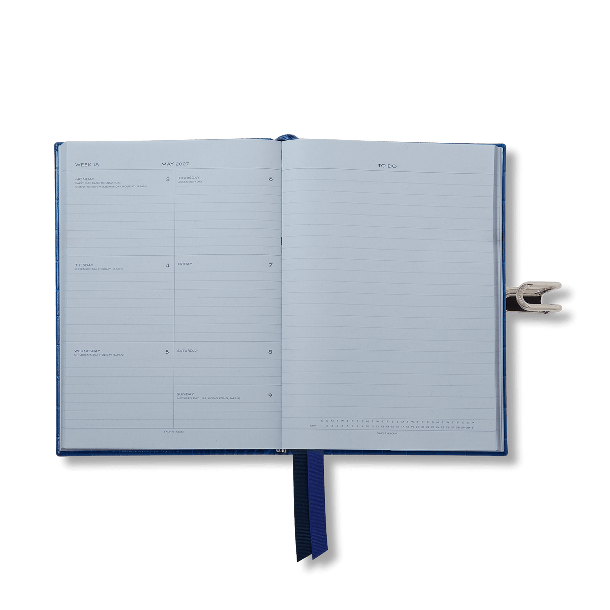 2026-2027 Soho Weekly Diary with Slide in Mara in Cerulean | Smythson
