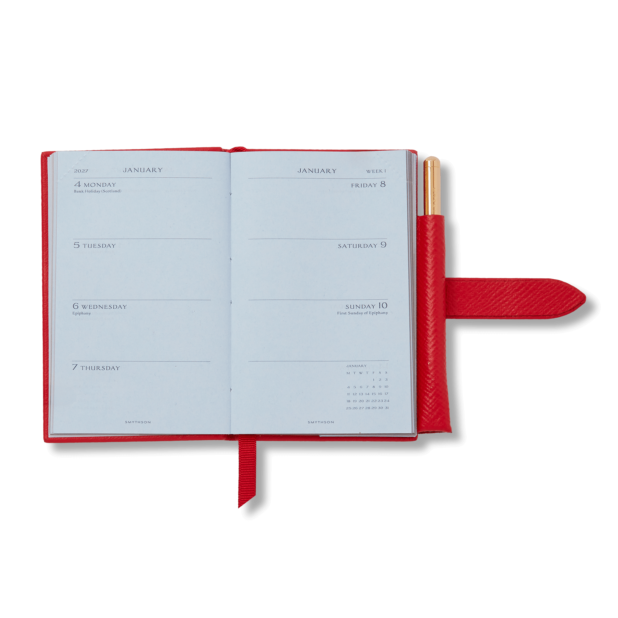 2027 Wafer Weekly Diary with Pencil in Panama - Red
