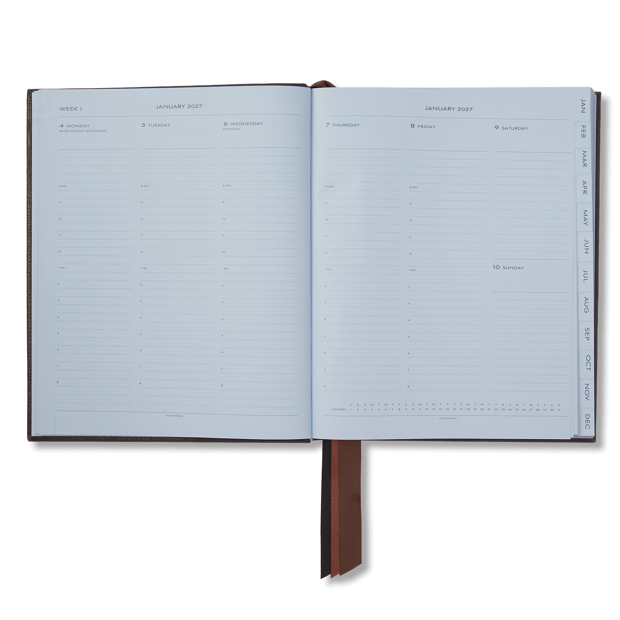2027 Portobello Weekly Vertical Diary in Ludlow - Dark Brown