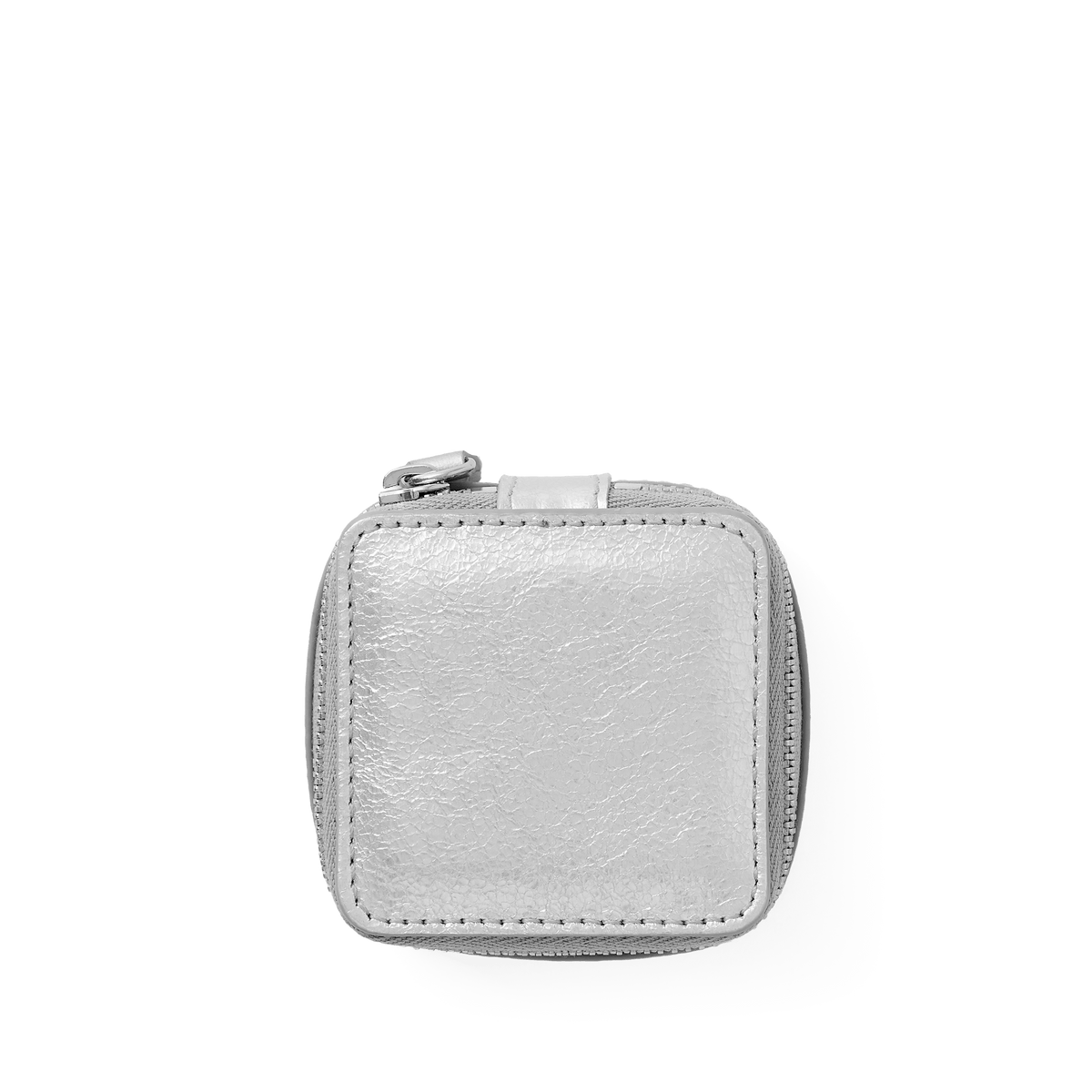 Small Square Trinket Case in Metallic Leather in Silver | Smythson