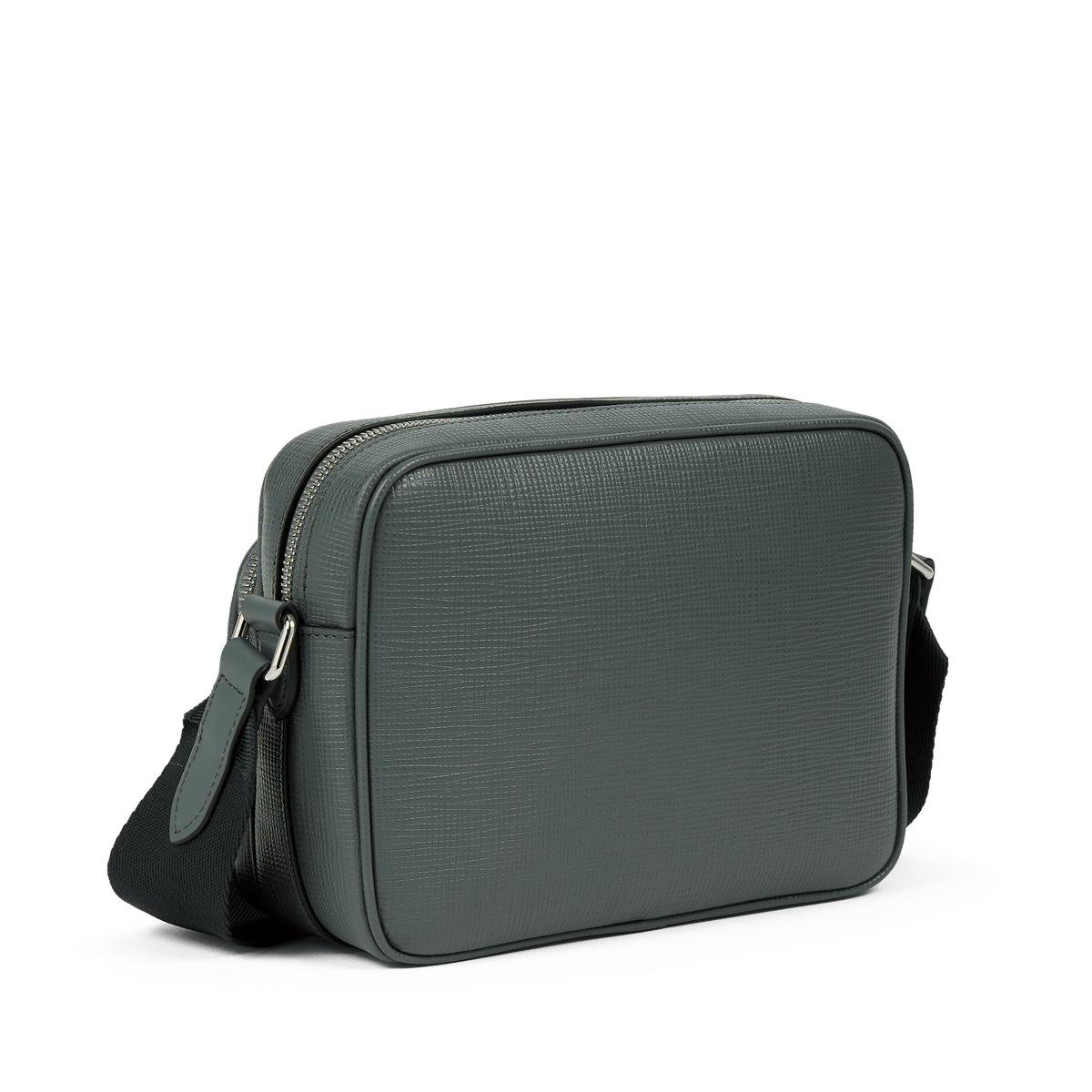 Double Zip Pouch Crossbody Bag in Panama in Slate Green | Smythson