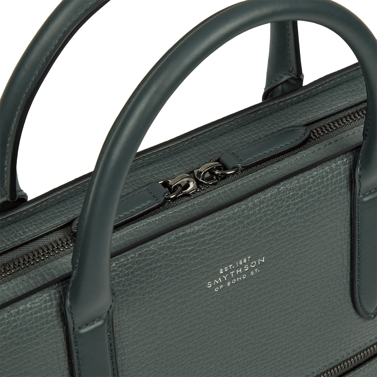 Ultra Slim Briefcase with Zip Front in Ludlow in Slate Green