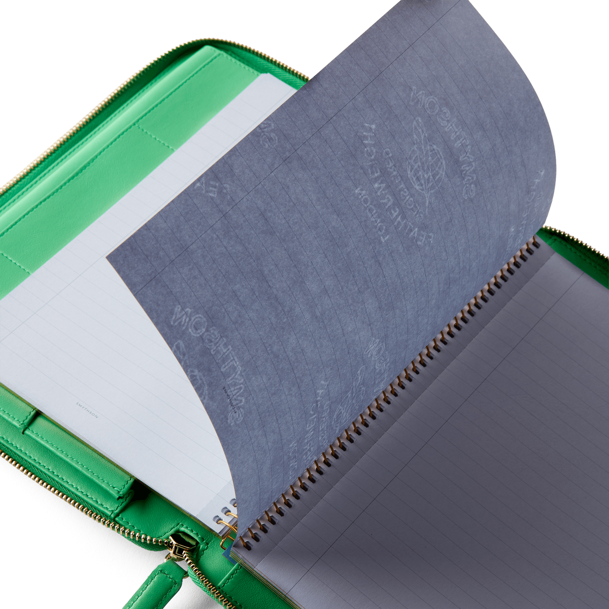 A5 Writing Folder with Zip in Panama in Shamrock | Smythson