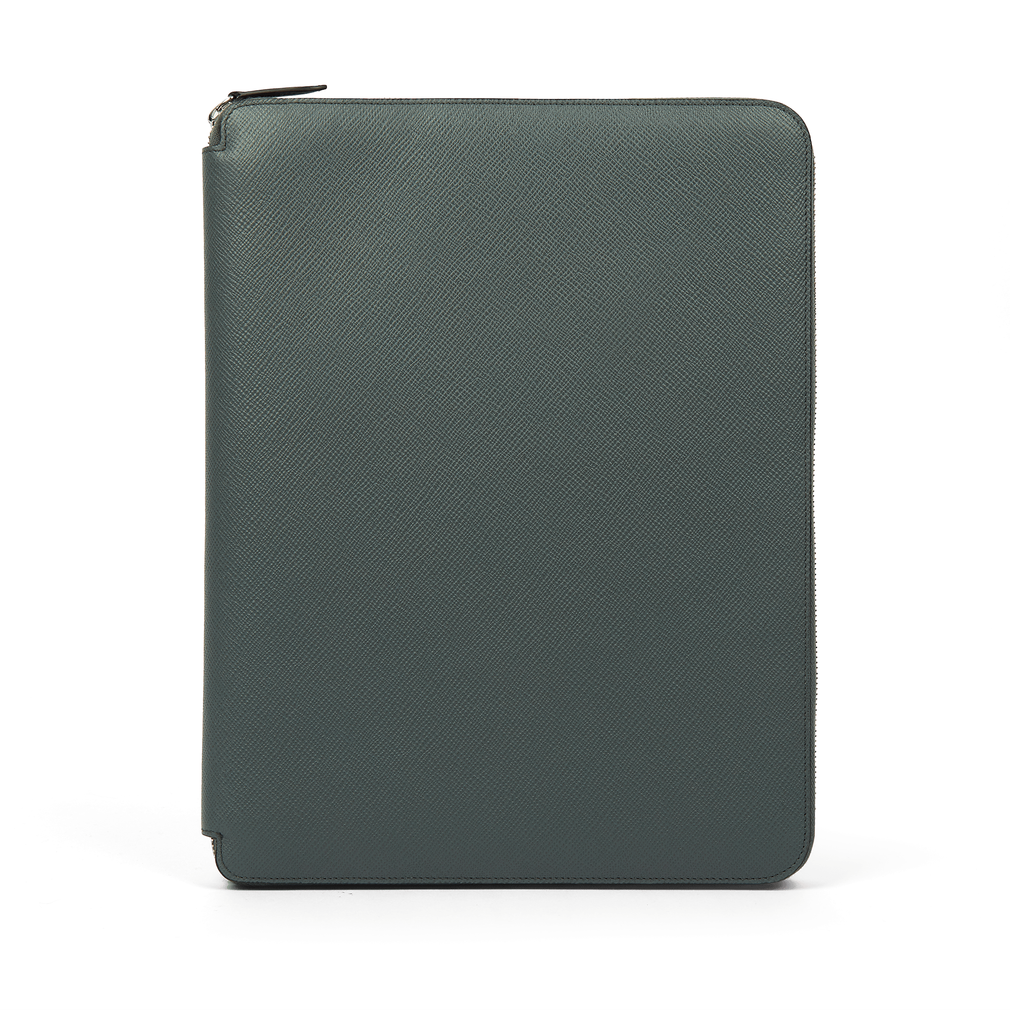 A4 Writing Folder with Zip in Panama - Slate Green