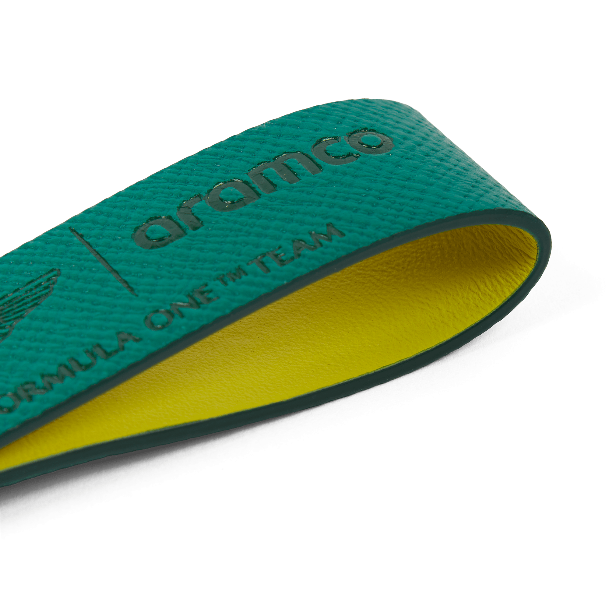 Smythson x Aston Martin Aramco F1® Team Keyring with Leather Strap - Podium Green