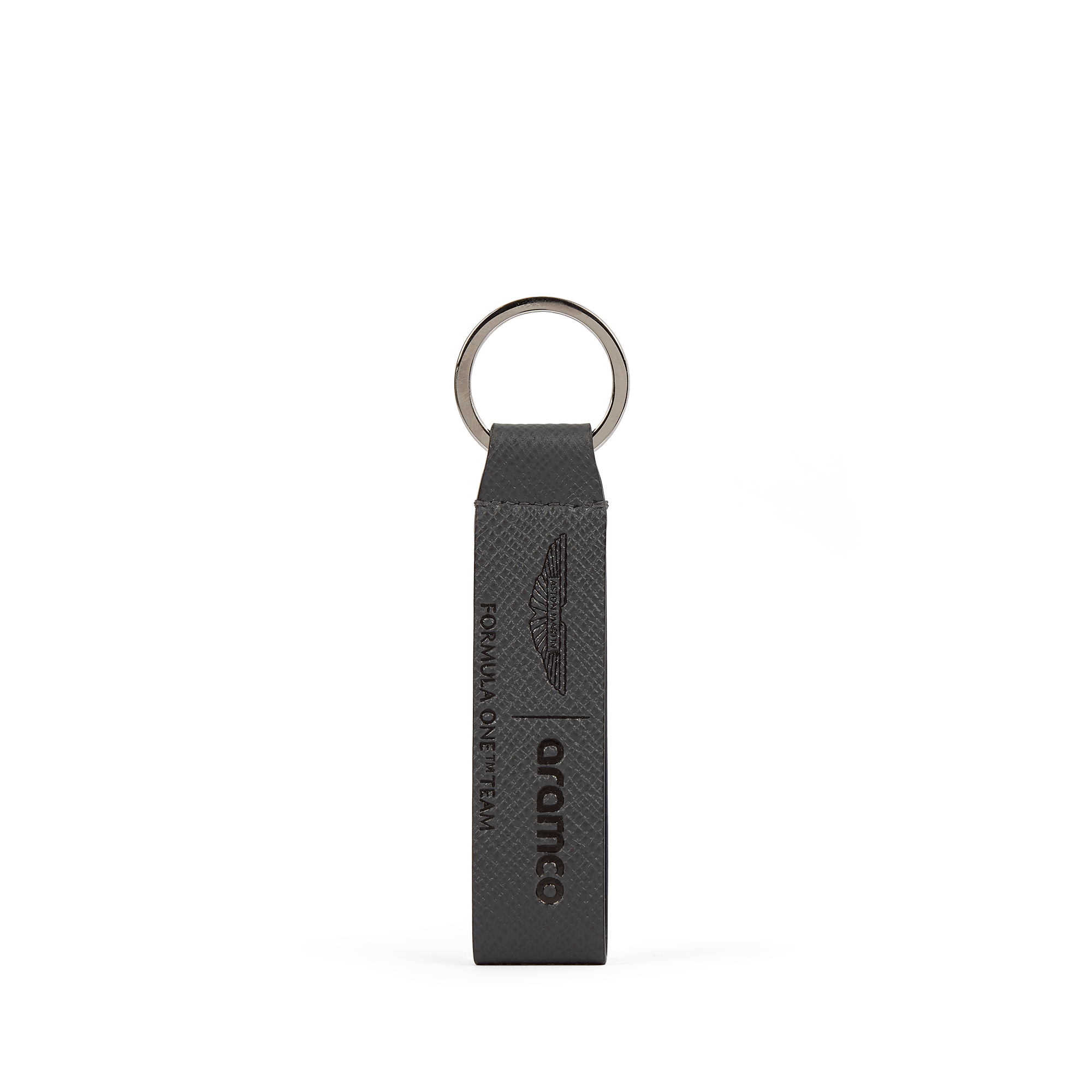 Smythson x Aston Martin Aramco F1® Team Keyring with Leather Strap - Dark Shadow