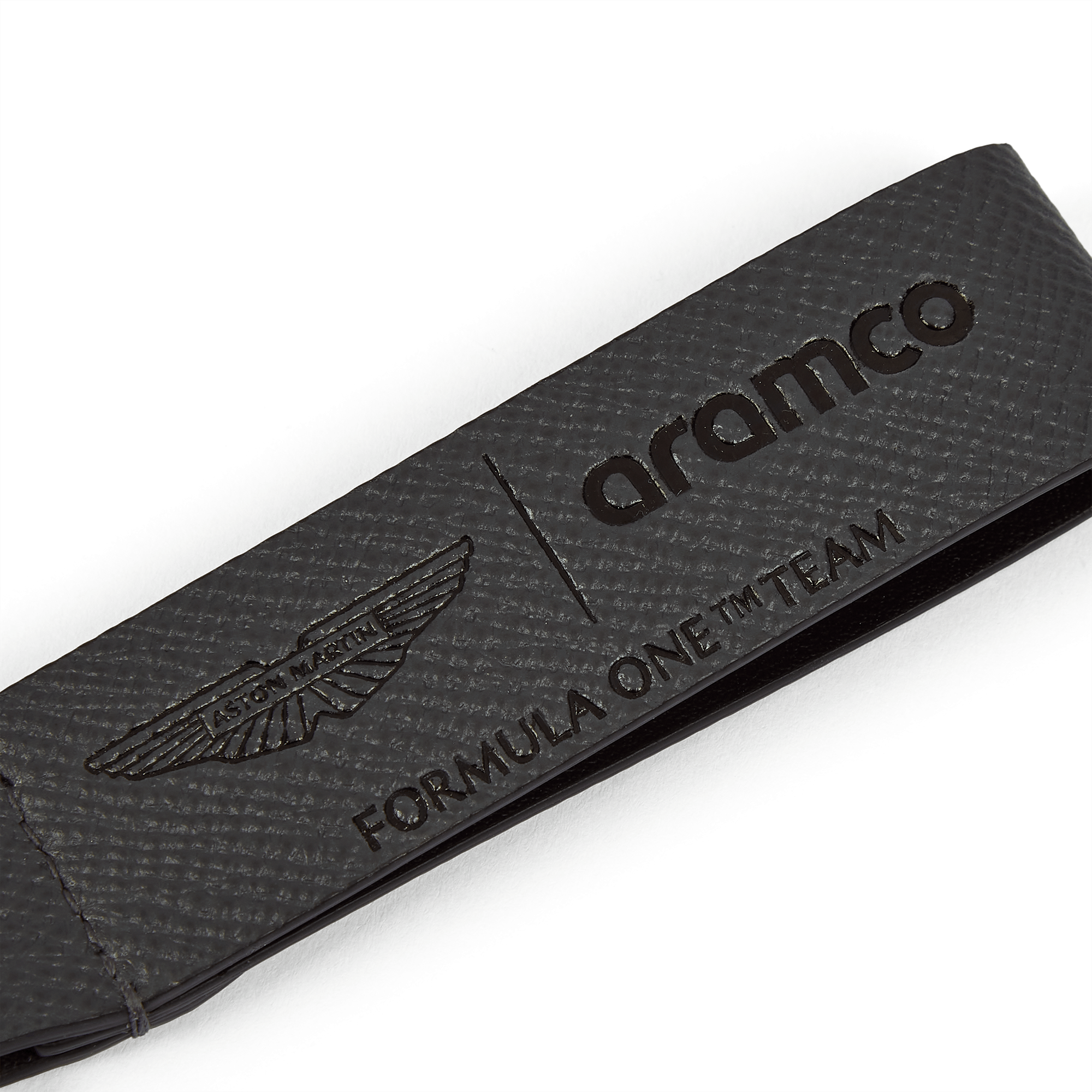 Smythson x Aston Martin Aramco F1® Team Keyring with Leather Strap - Dark Shadow