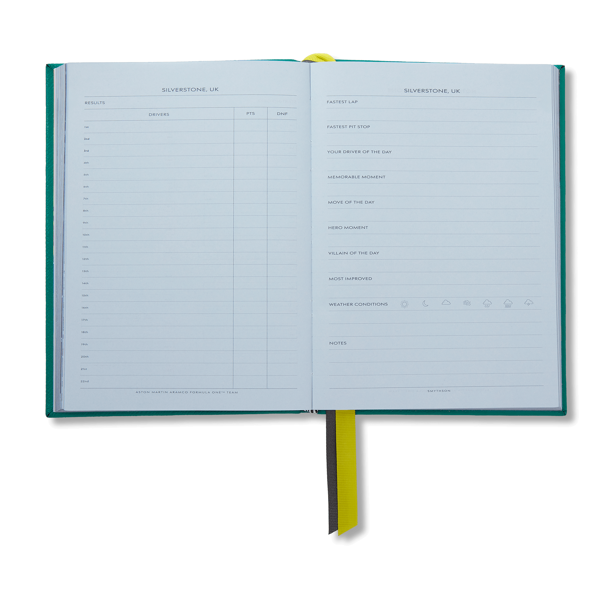 Smythson x Aston Martin Aramco F1® Team Soho Circuit Journal - Podium Green