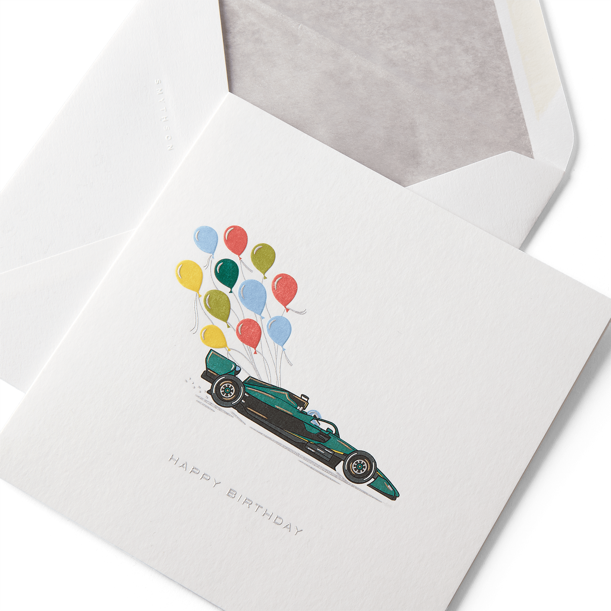 Smythson x Aston Martin Aramco F1® Team  Car Birthday Card - White Wove