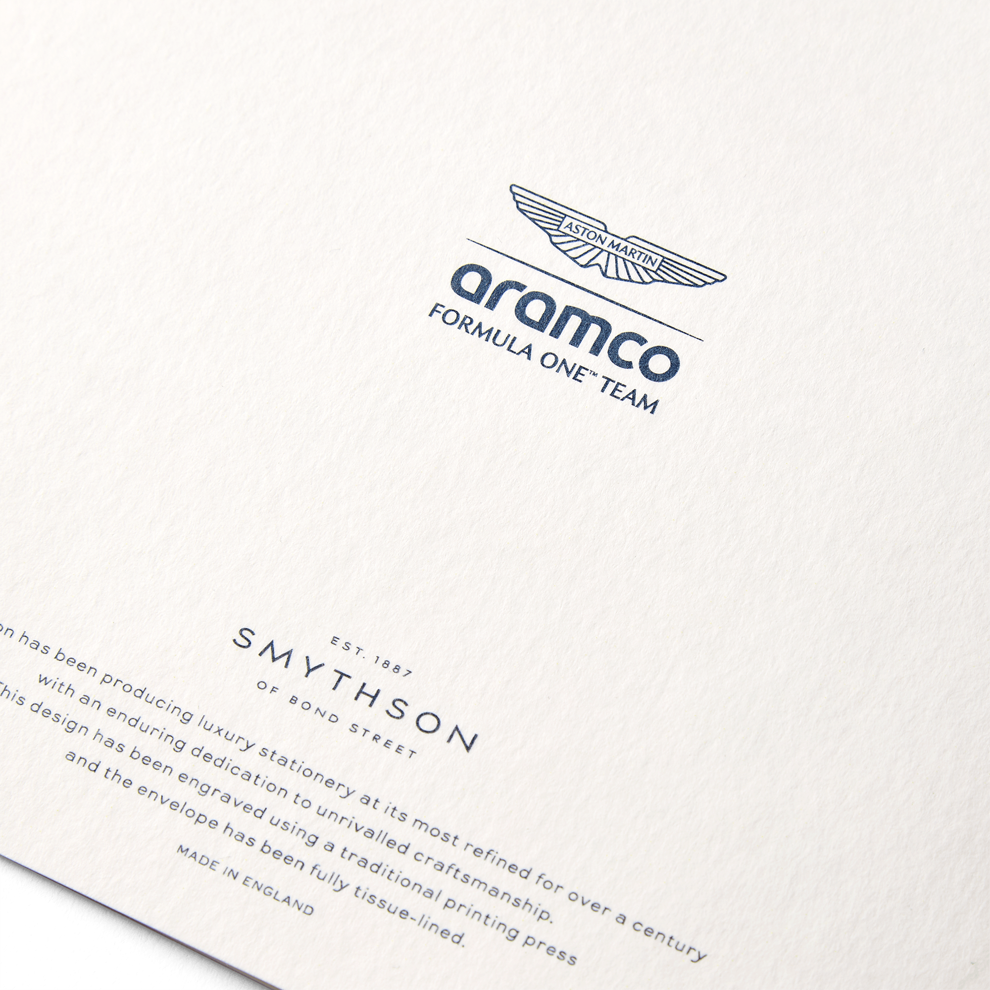Smythson x Aston Martin Aramco F1® Team  Car Birthday Card - White Wove