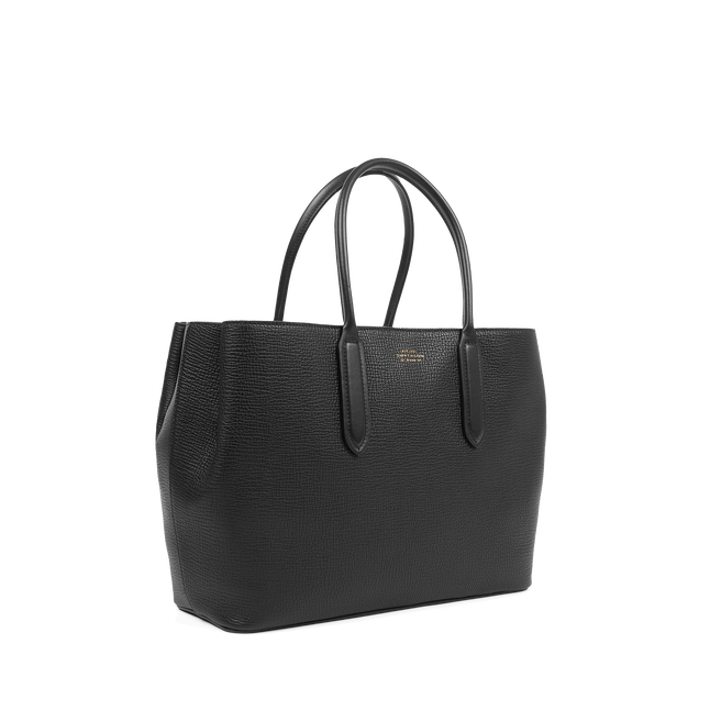 Small Day Tote Bag with Zip in Ludlow in black | Smythson