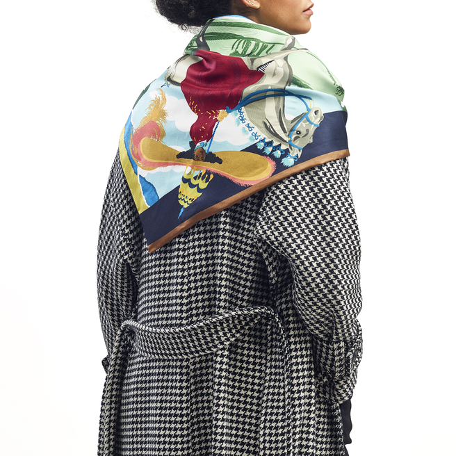 Horse Print Silk Triangle Scarf
