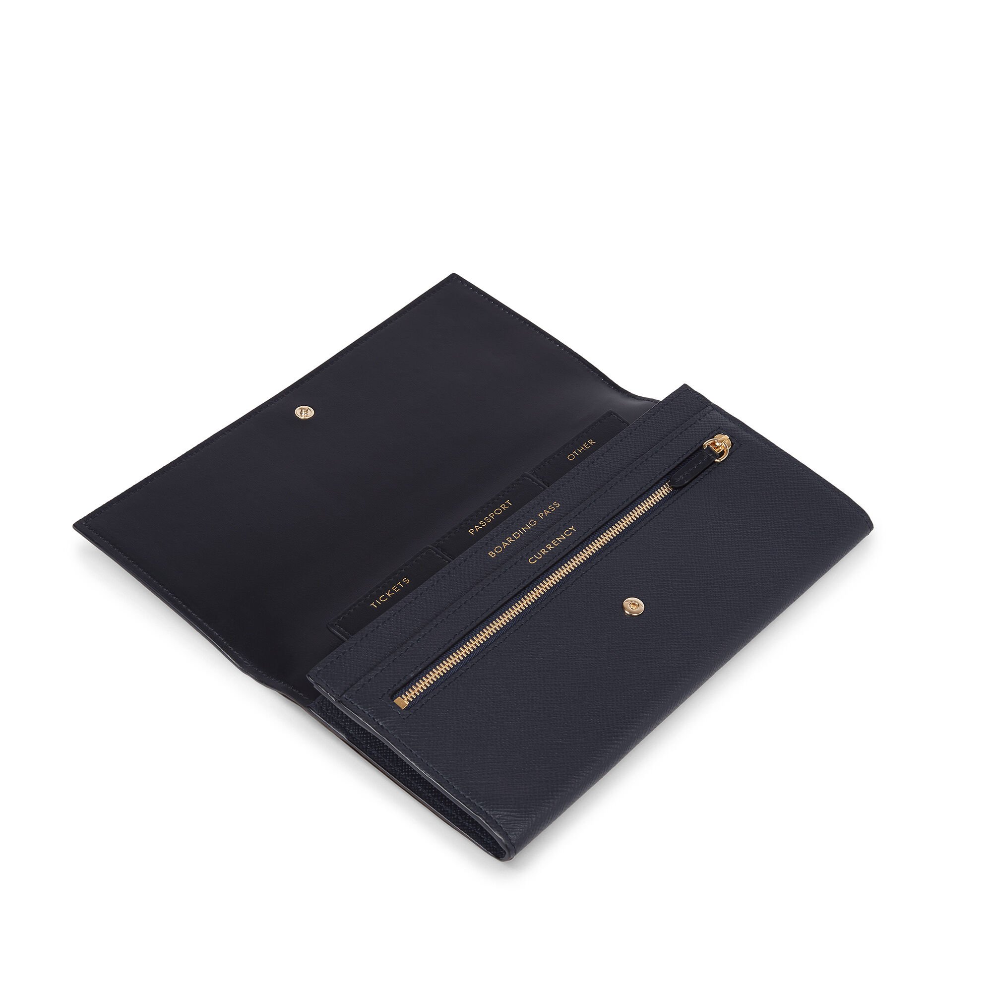 Marshall Travel Wallet in Panama in navy Smythson