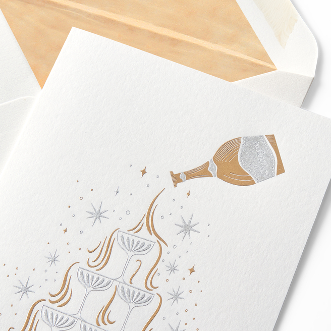 Champagne Christmas Card Set