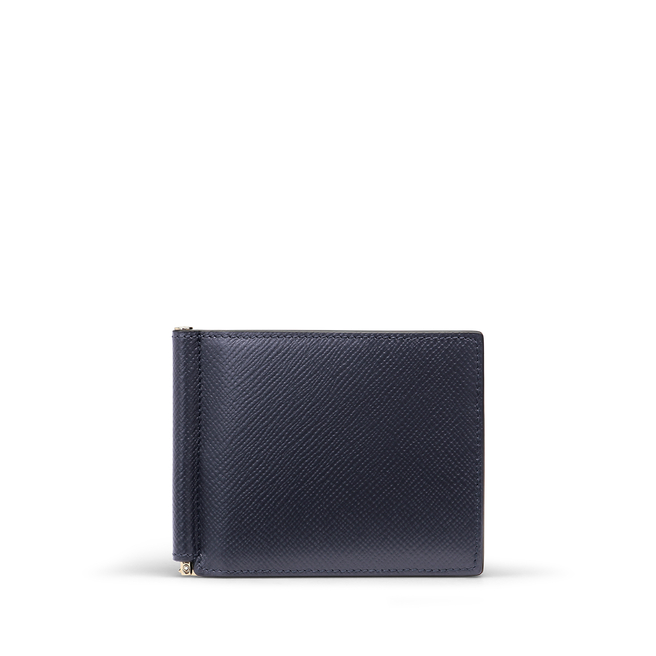 Smythson 6 Card Slot Money Clip Wallet in Panama Black