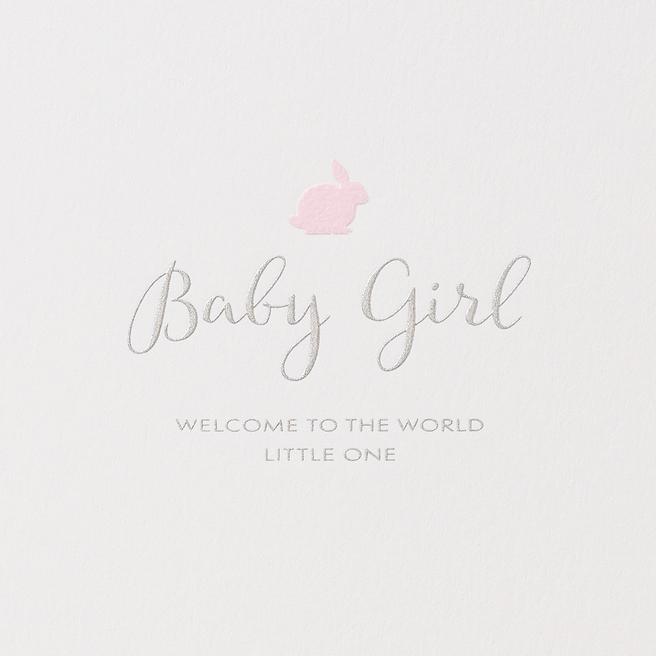 Baby Girl Rabbit Card White