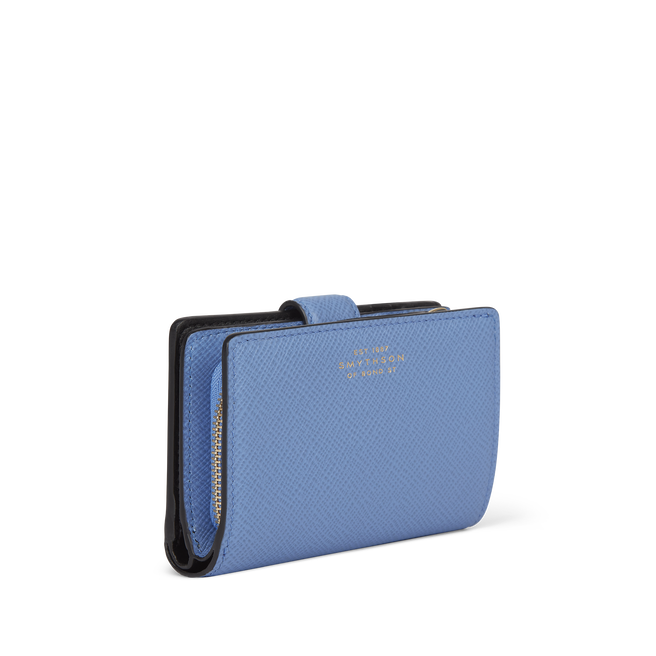 Small Continental Purse in Panama in nile blue | Smythson