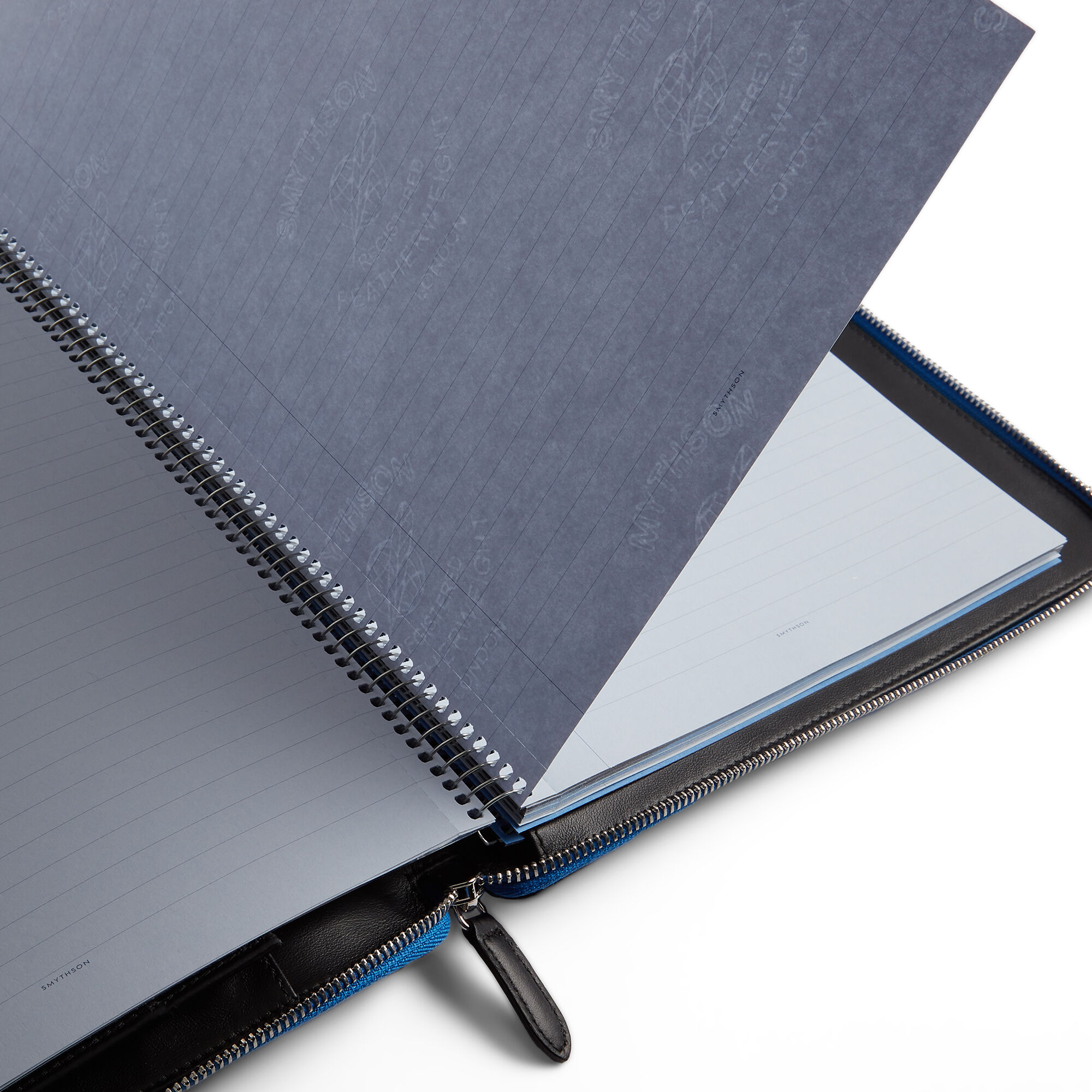 A4 Writing Folder with Zip in Panama in lapis | Smythson