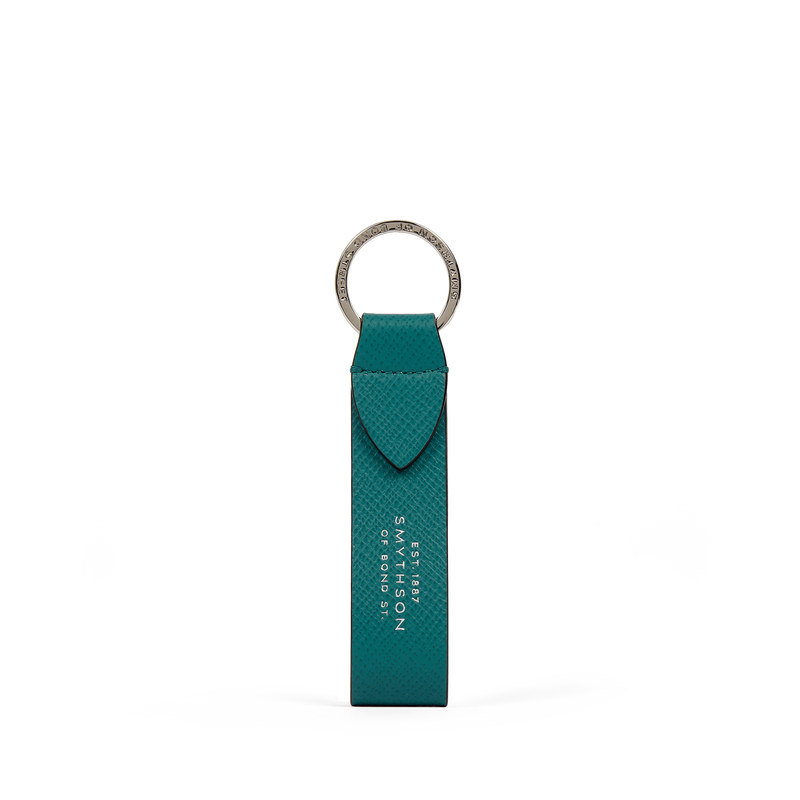 Smythson Keyring with Leather Strap in Panama