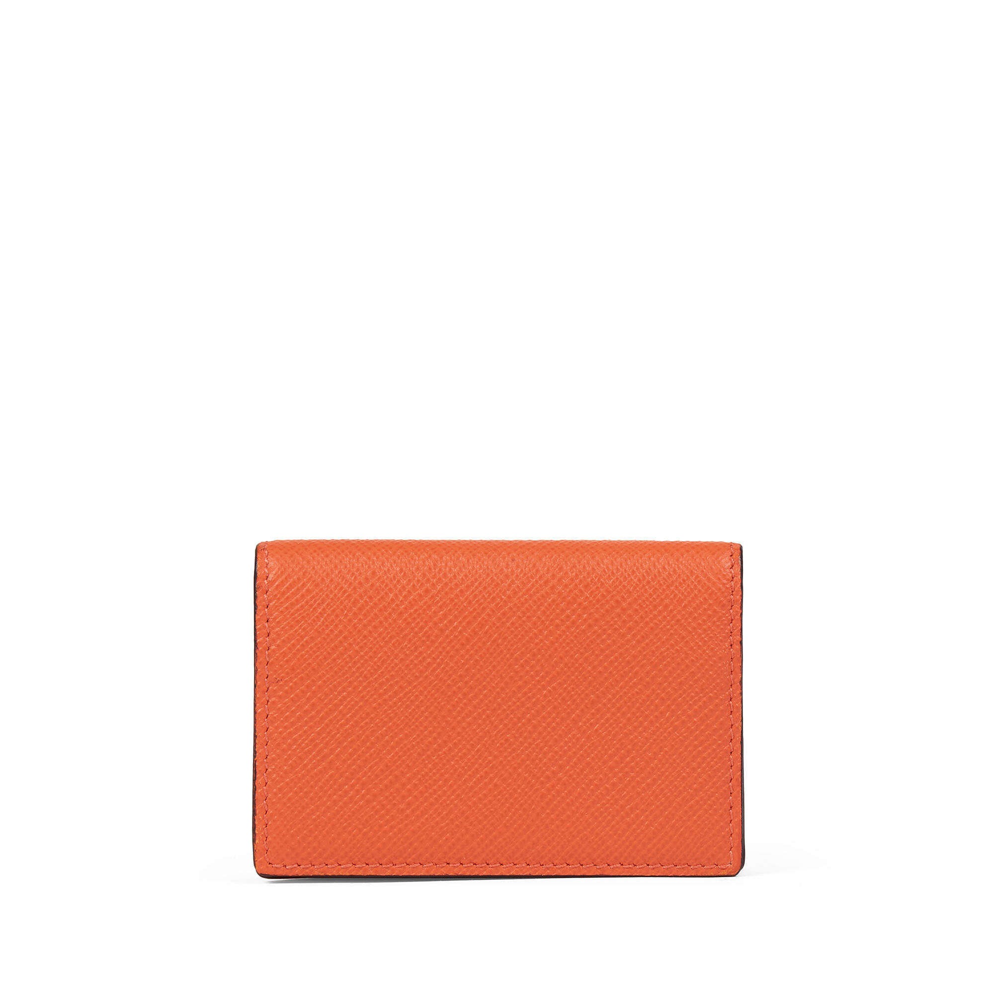 Panamaレザー二つ折りカードケース、スナップボタン付き in orange