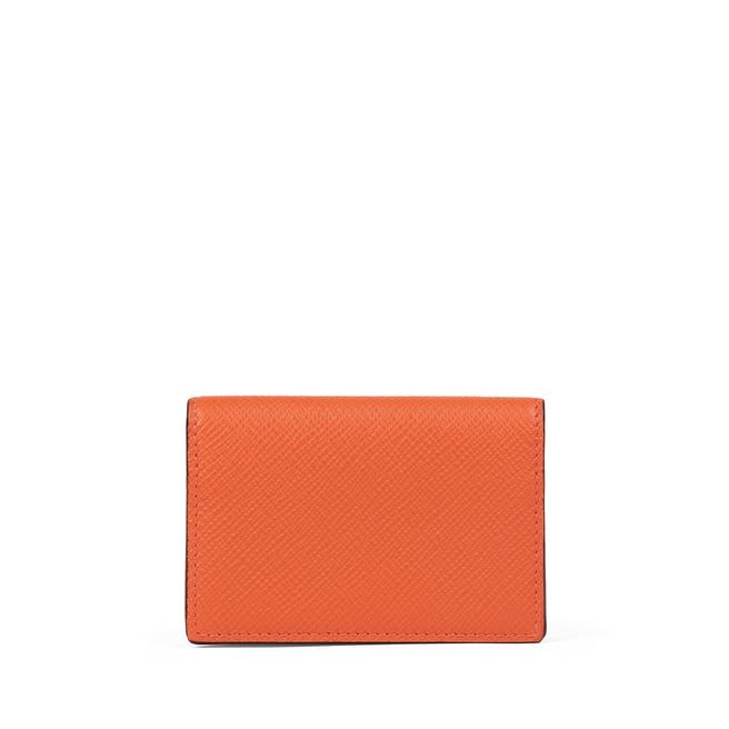 Folded Card Case with Snap Closure in Panama in orange | Smythson