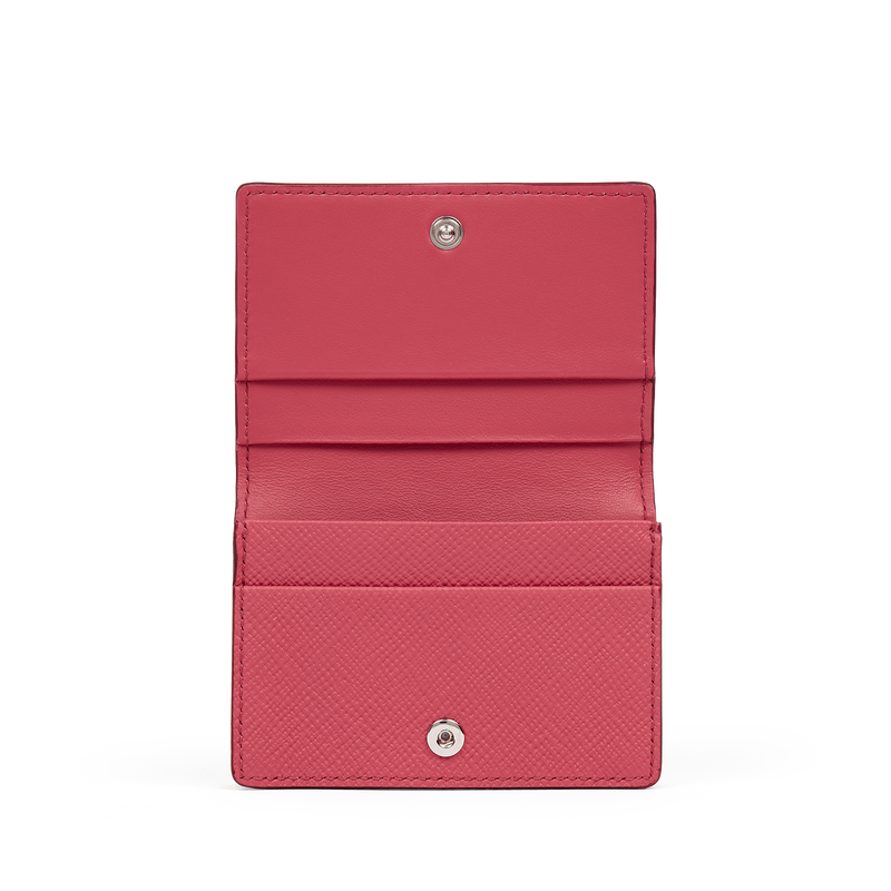 Smythson Folded Card Case with Snap Closure in Panama