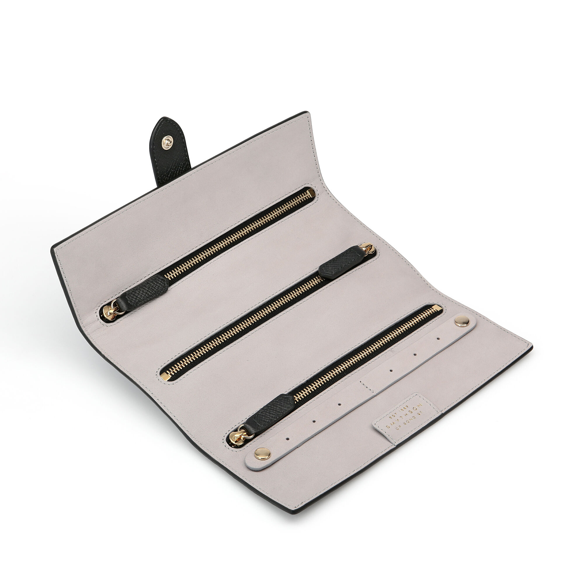 Small Jewellery Roll in Panama in black Smythson