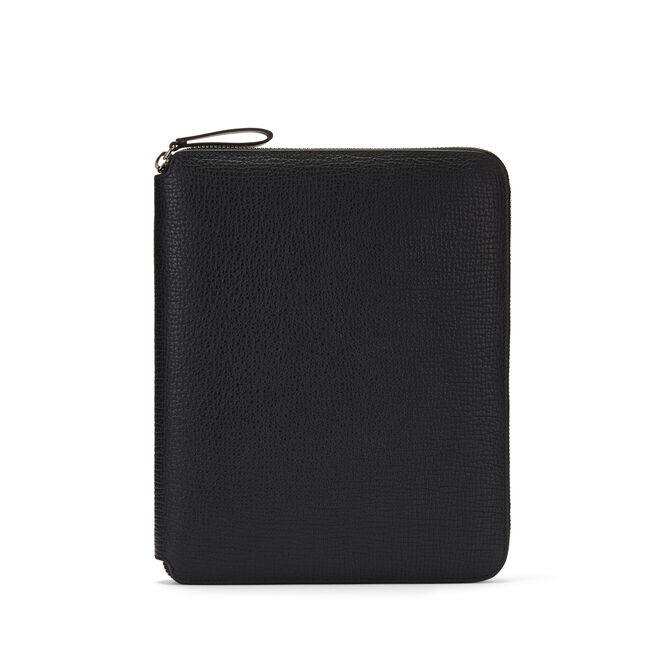 A5 Zip Writing Folder in Large Grain Leather