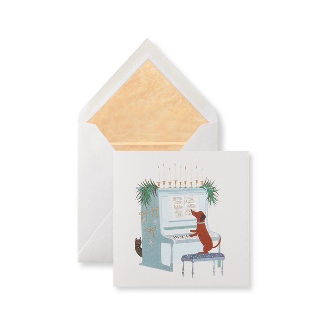 Lot de cartes de Noël motif chien jouant du piano