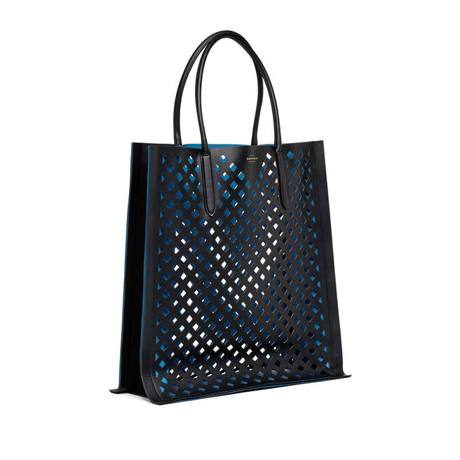 Maxi Paper Edge Tote in Perforated Leather
