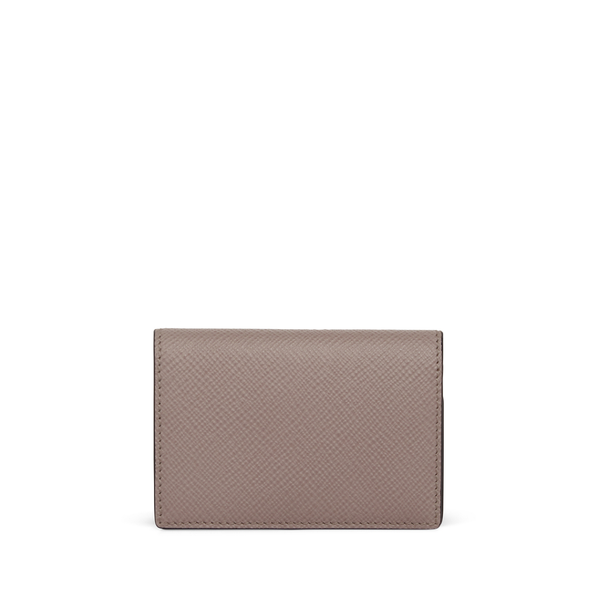 Folded Card Case with Snap Closure in Panama in taupe | Smythson