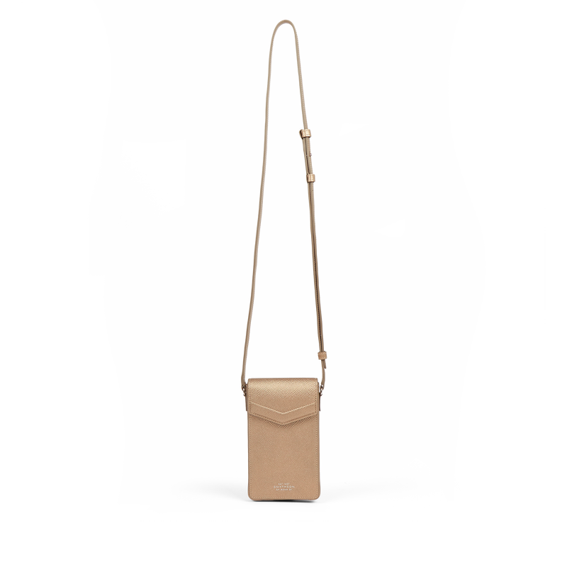 Smythson Envelope Phone Case Crossbody in Panama