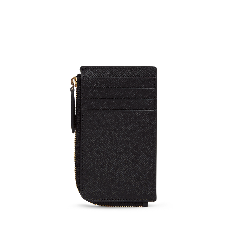 4 Card Slot Coin Purse in Panama in black | Smythson 4 Card Slot Coin Purse in Panama in black | Smythson