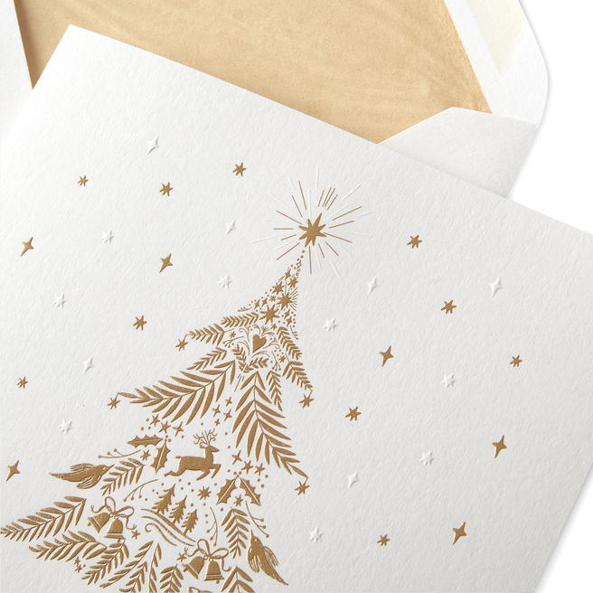 Gold Tree Christmas Card Set
