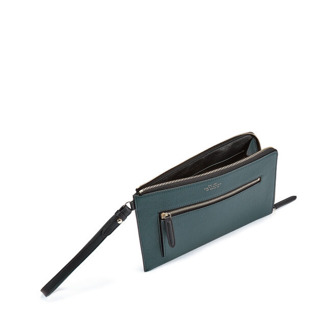 Pochette with Strap in Crossgrain Leather