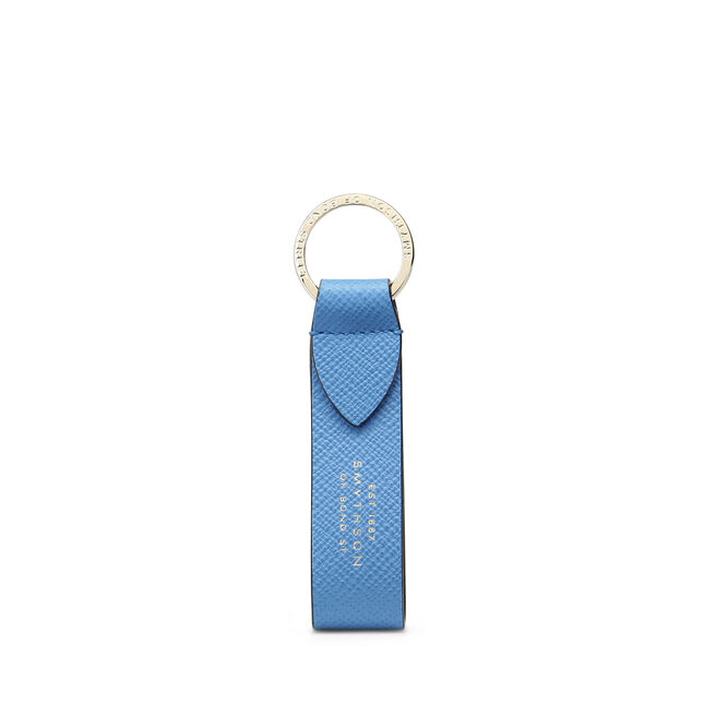 Panamaレザーレザーストラップキーリング in nile blue Smythson