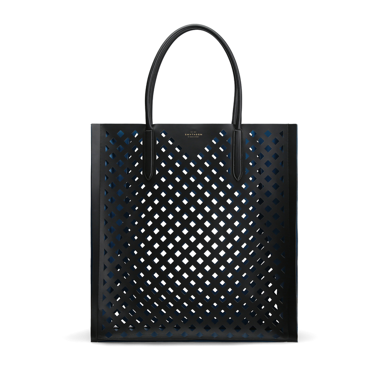 Maxi Paper Edge Tote in Perforated Leather