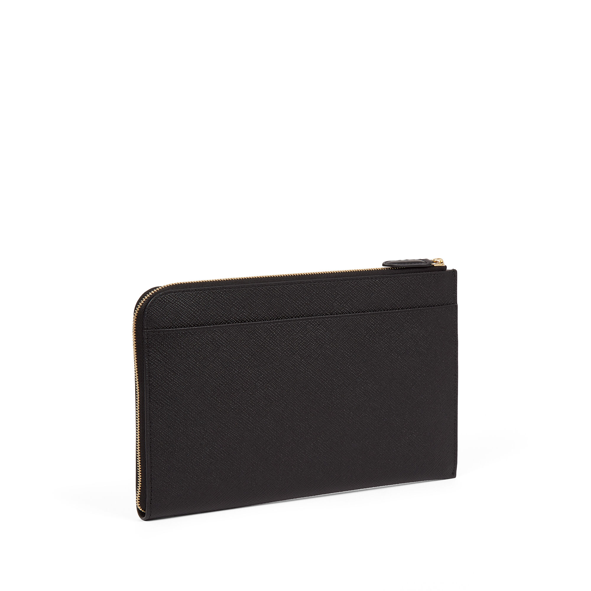 Slim Pouch in Panama in black Smythson