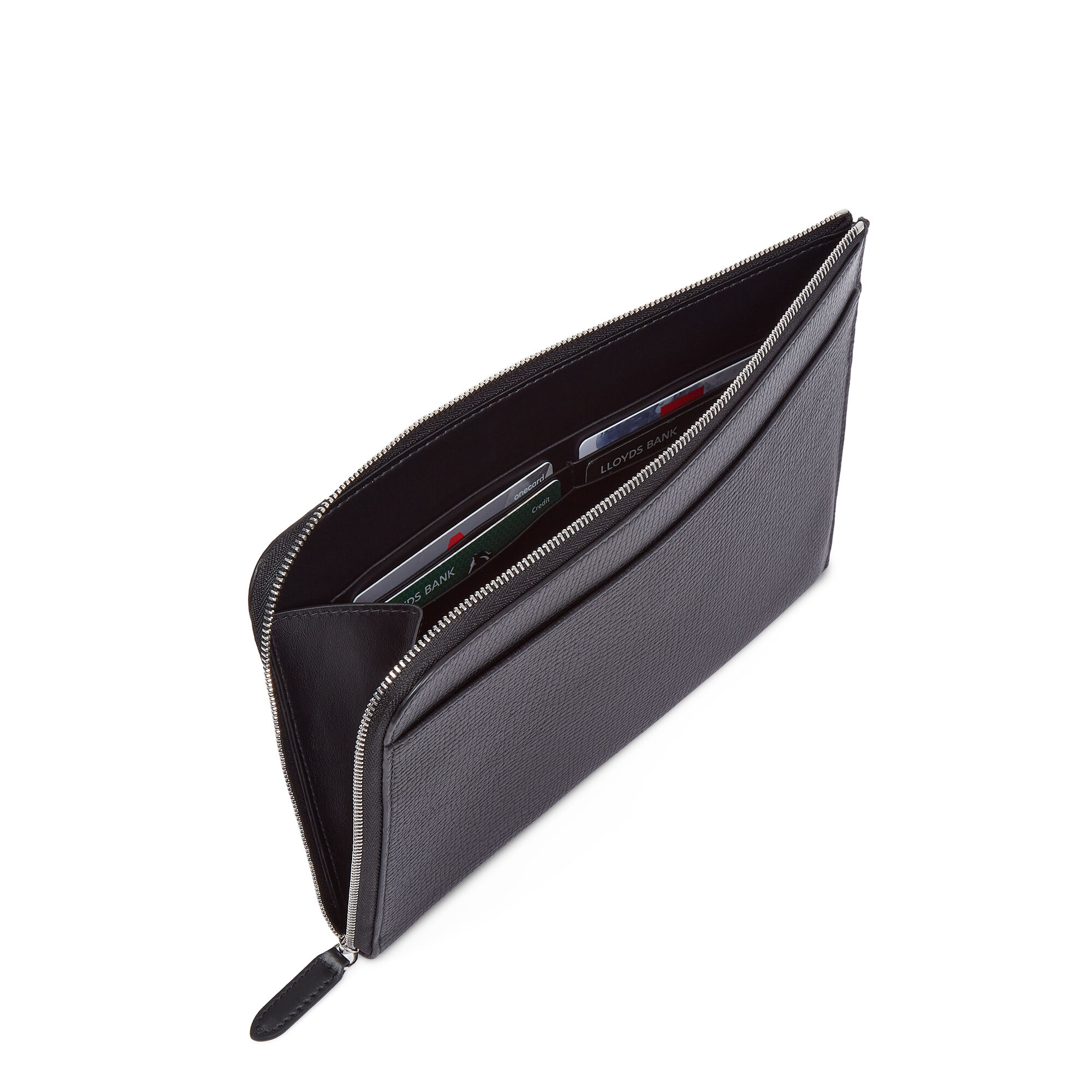 Pochette organiseur de voyage plate en Ludlow black Smythson