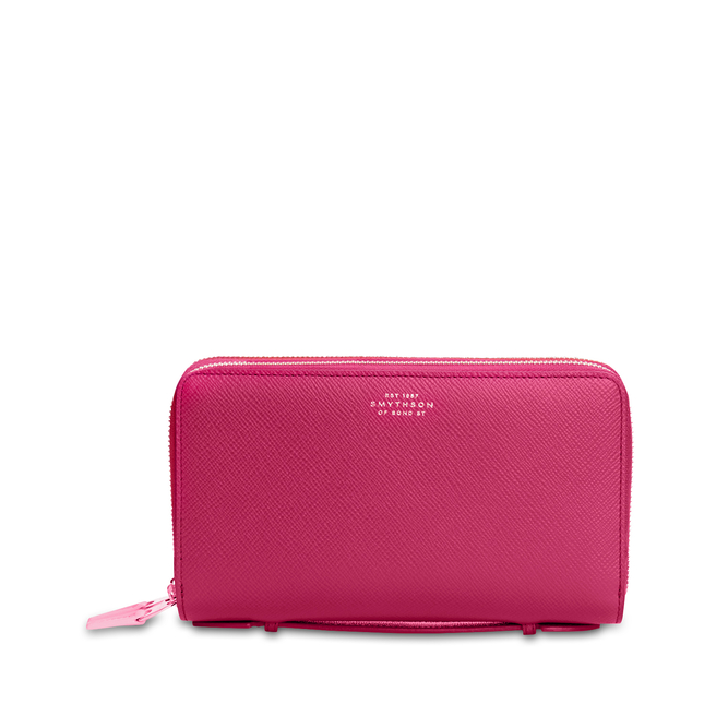 Panama Double Zip Travel Wallet Fuchsia