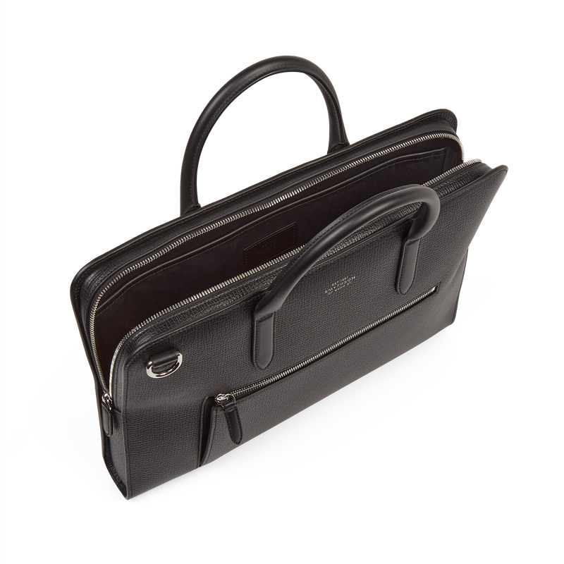Ultra Slim Briefcase with Zip Front in Ludlow in black