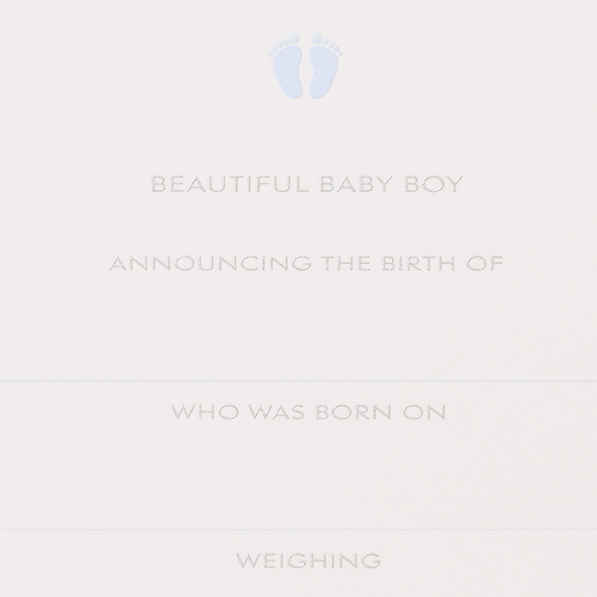 Baby Boy Announcement Cards White