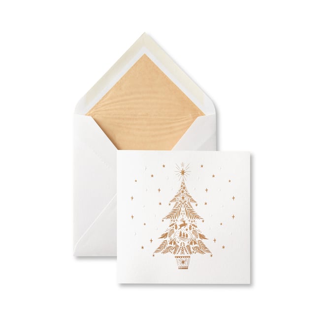 Lot de cartes de Noël motif arbre doré