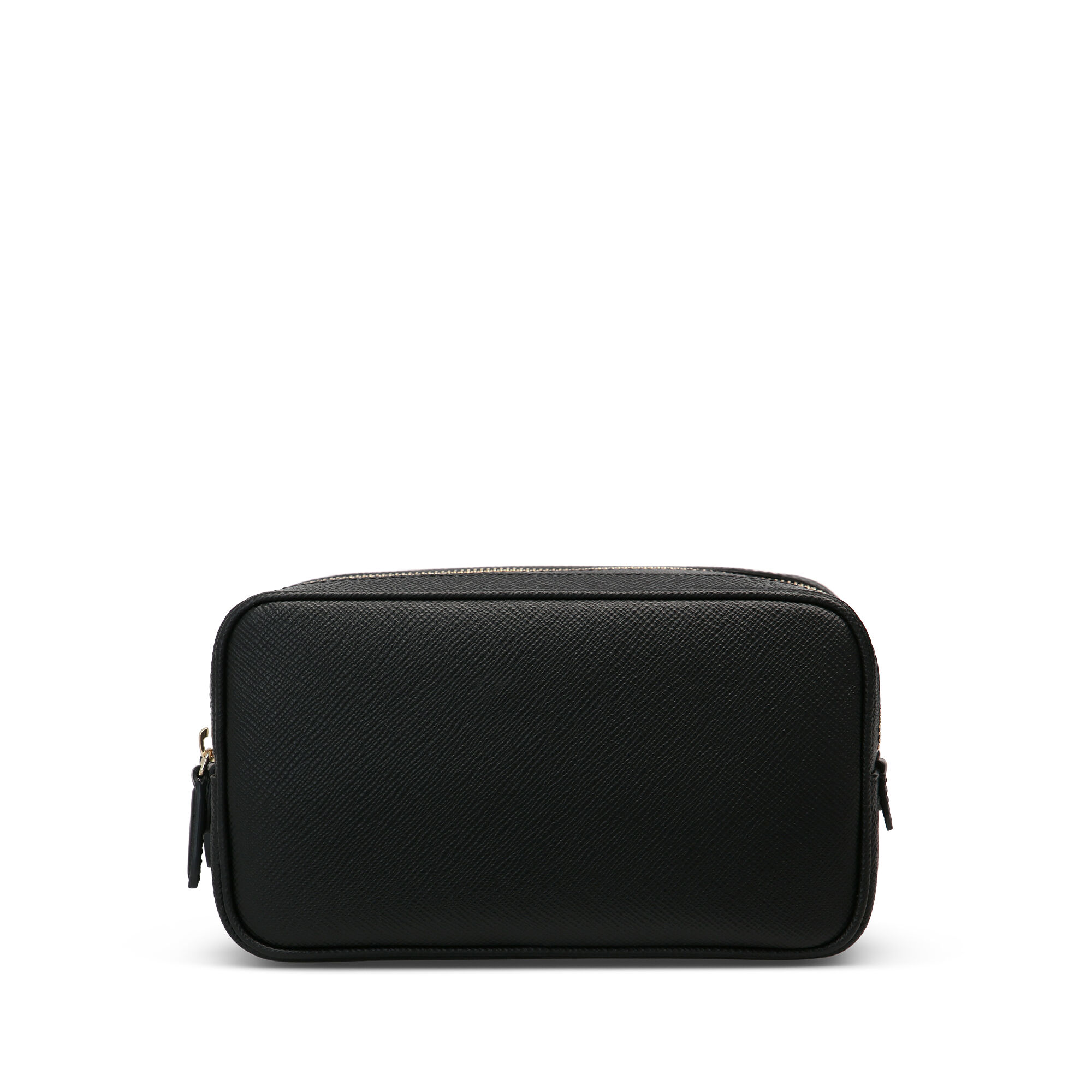 Washbag with Double Zip in Panama in black Smythson