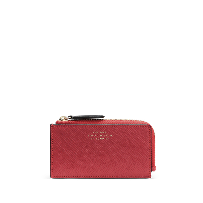 3 Card Slot Coin Purse in Panama in scarlet red | Smythson