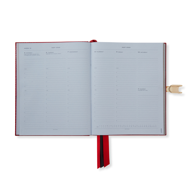 2024-2025 Portobello Terminkalender mit vertikaler Wochenansicht und Schiebeverschluss aus Mara