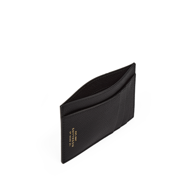工場直売 Panamaレザーフラットカードホルダー in black | Smythson 小物