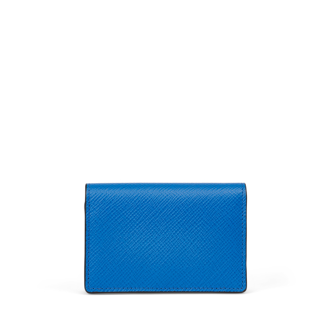 Folded Card Case with Snap Closure in Panama in lapis | Smythson