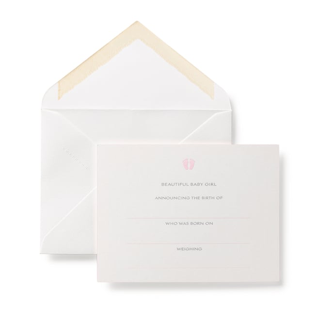 Baby Girl Announcement Cards White