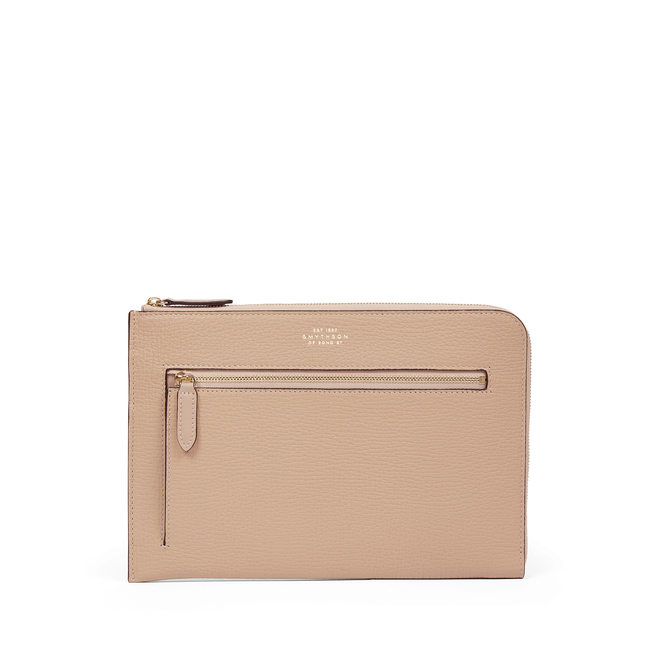 Flat Travel Organizer Pouch in Ludlow in nutmeg | Smythson